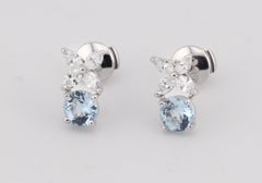 Tiffany Victoria Aquamarine Diamond Platinum Earrings