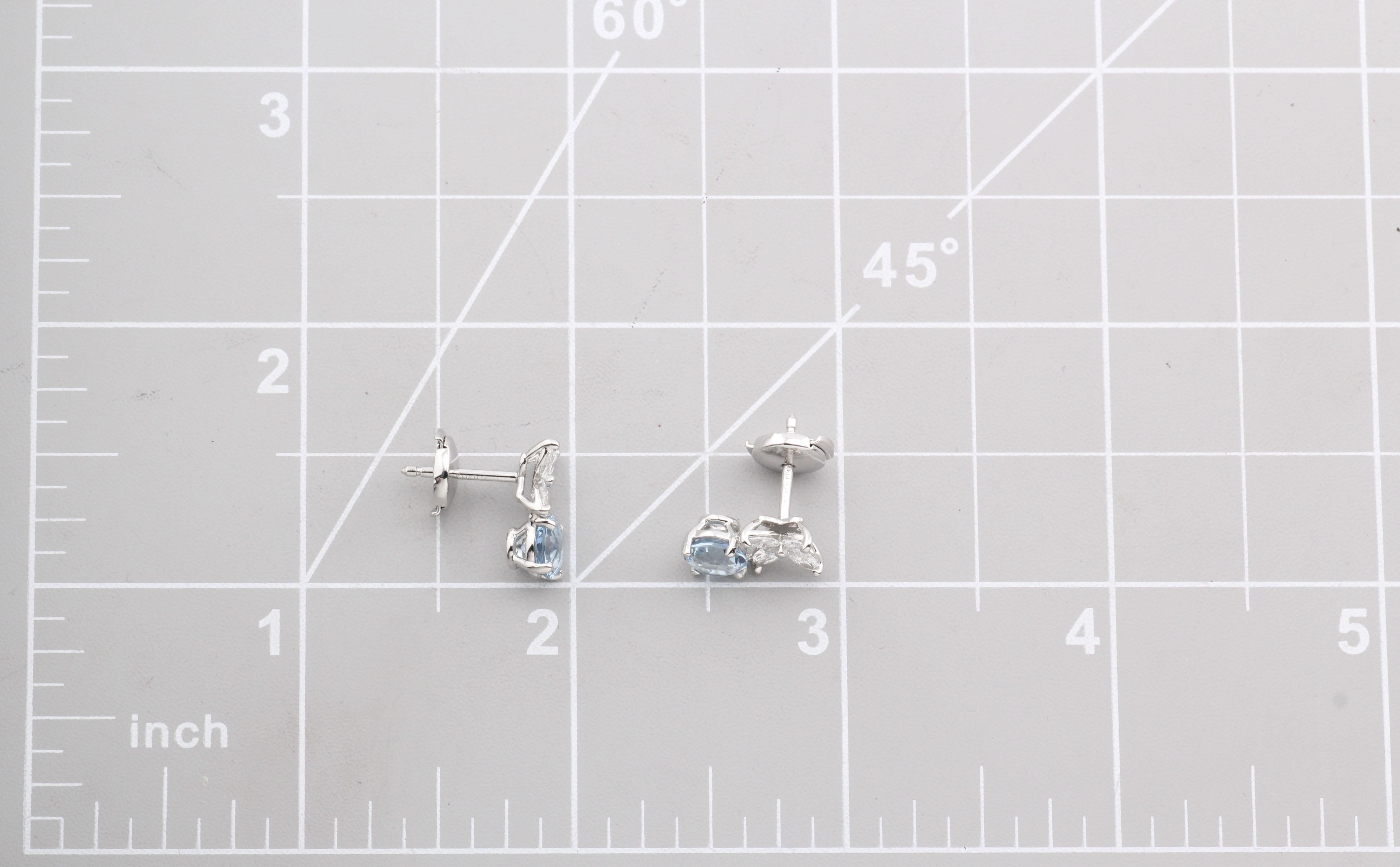 Orecchini Tiffany Victoria in platino con diamante e acquamarina in vendita 1