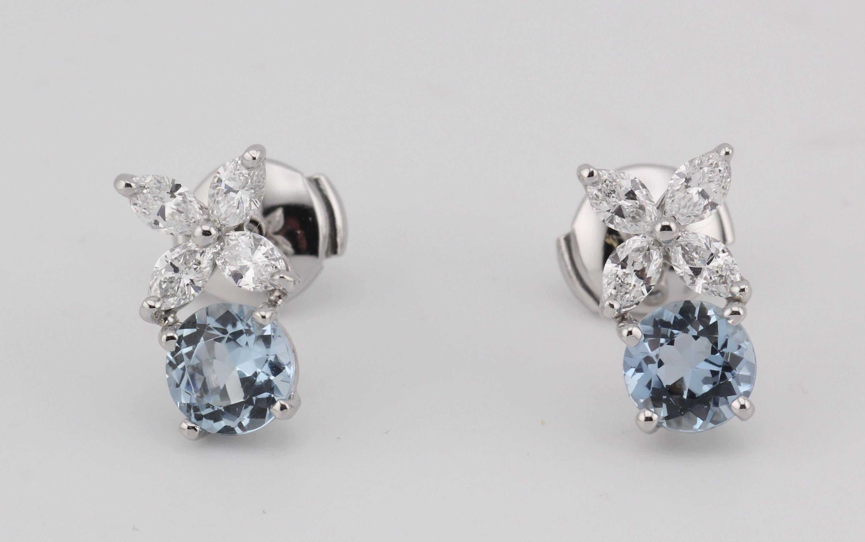 Orecchini Tiffany Victoria in platino con diamante e acquamarina in vendita 2