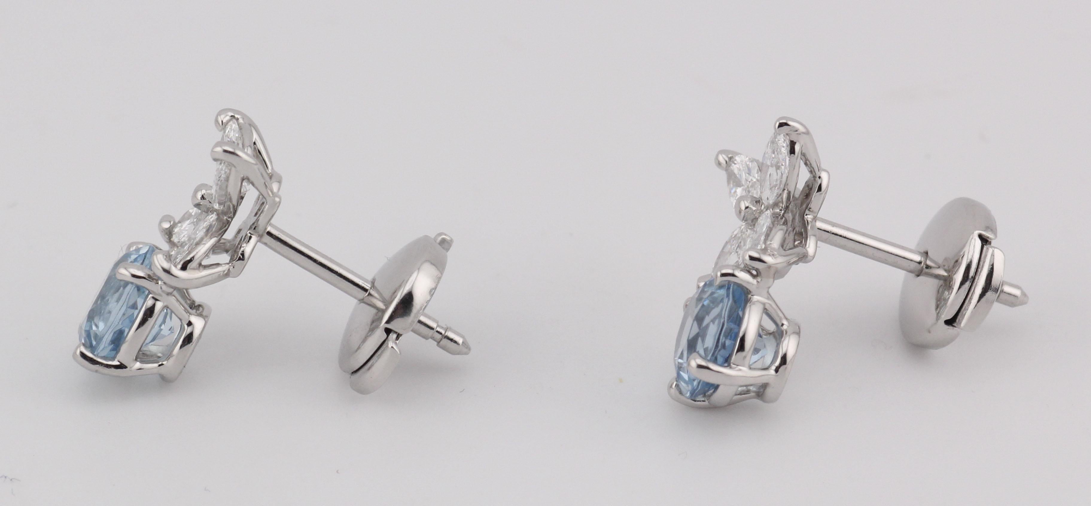 Orecchini Tiffany Victoria in platino con diamante e acquamarina in vendita 3