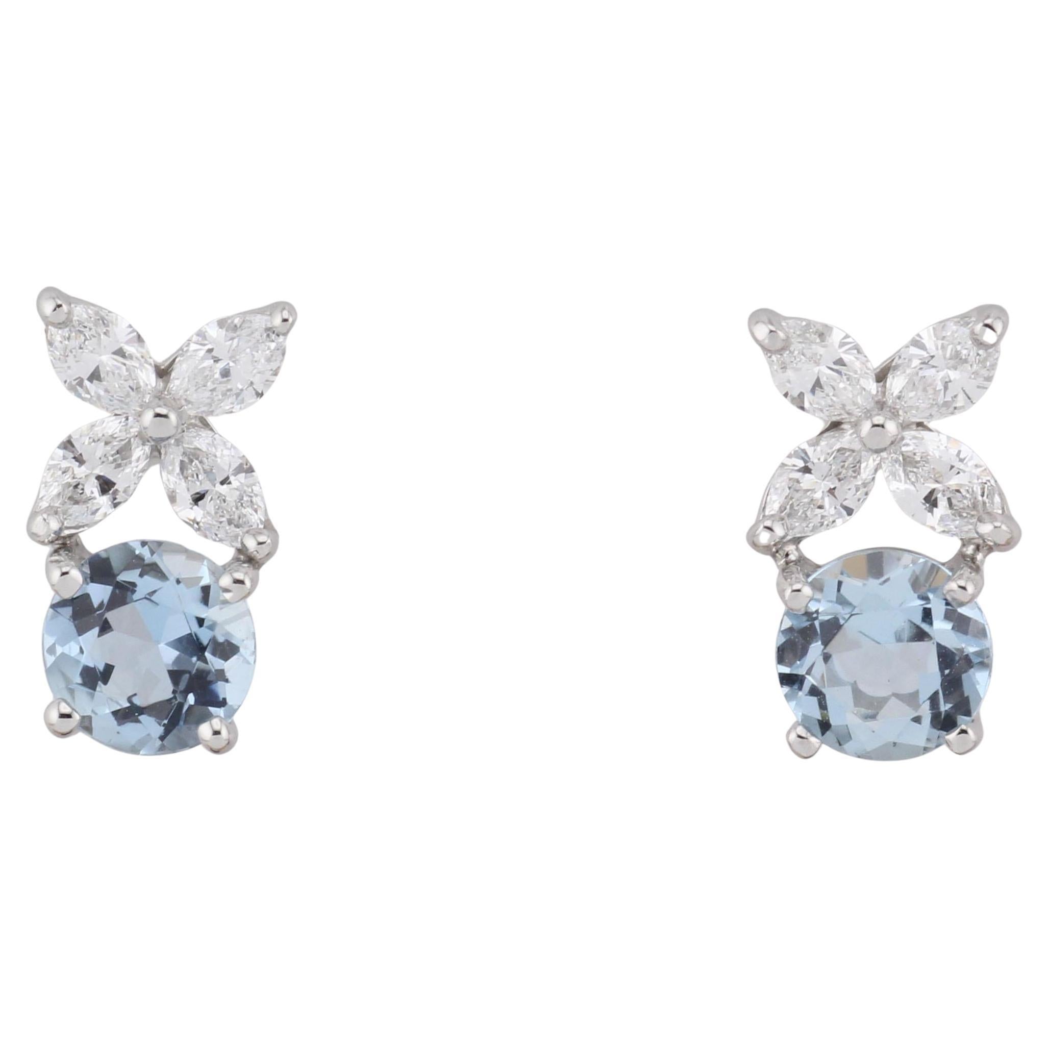 Boucles d
oreilles Tiffany Victoria Aigue-marine Diamant Platine