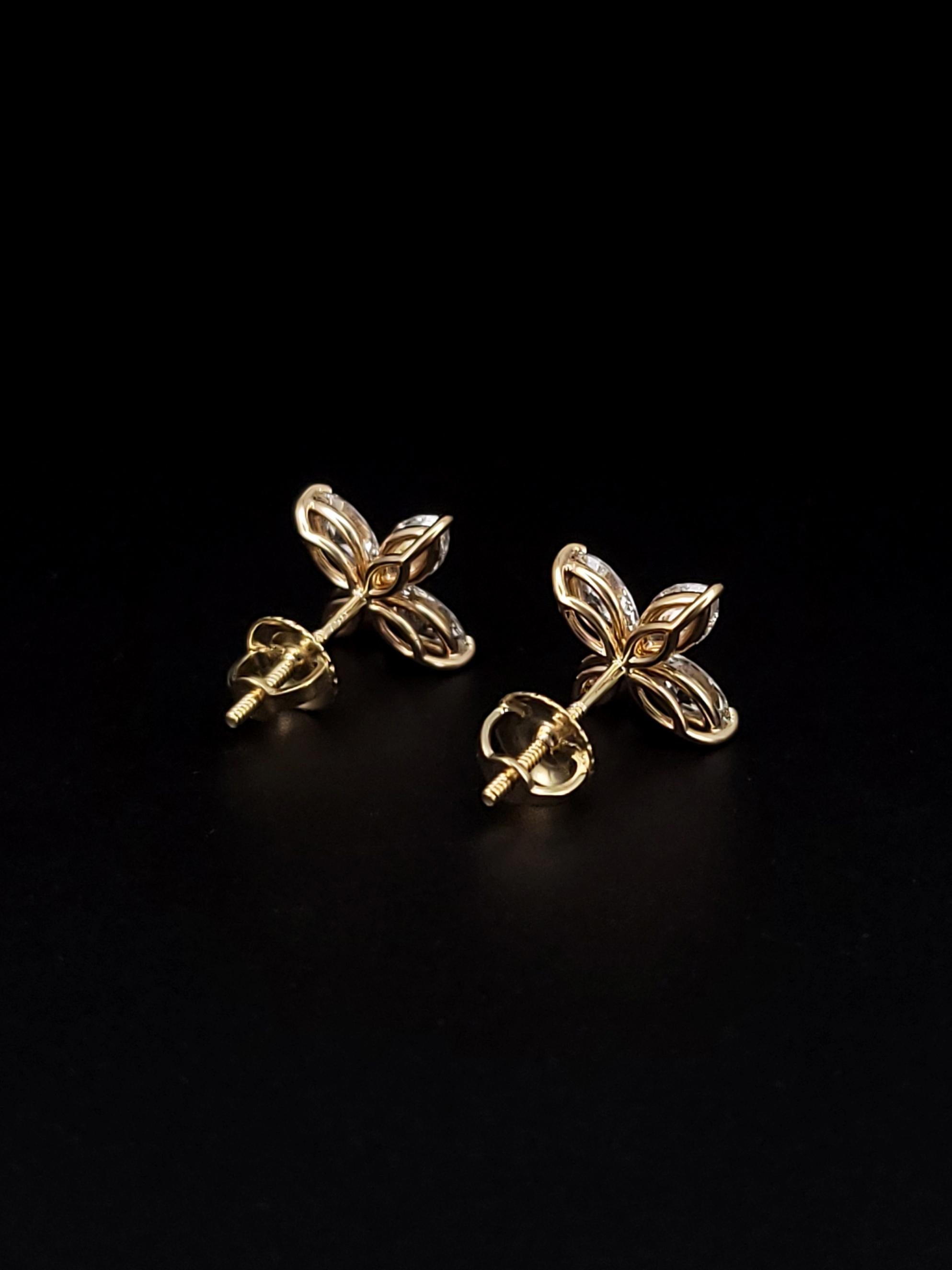 Taglio marquise Orecchini Tiffany Victoria con diamanti in oro giallo 18K Grande in vendita
