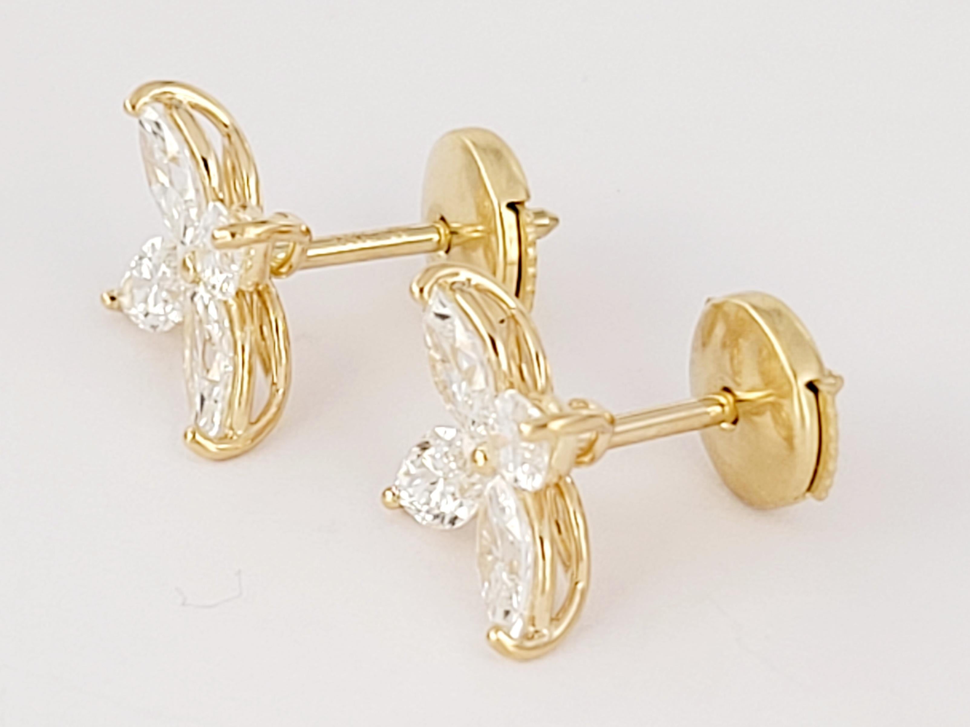 Women's Tiffany Victoria Diamond Earrings in 18K Yellow Gold Medium For Sale