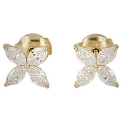 Tiffany Victoria Boucles d'oreilles en or jaune 18 carats avec diamants taille moyenne