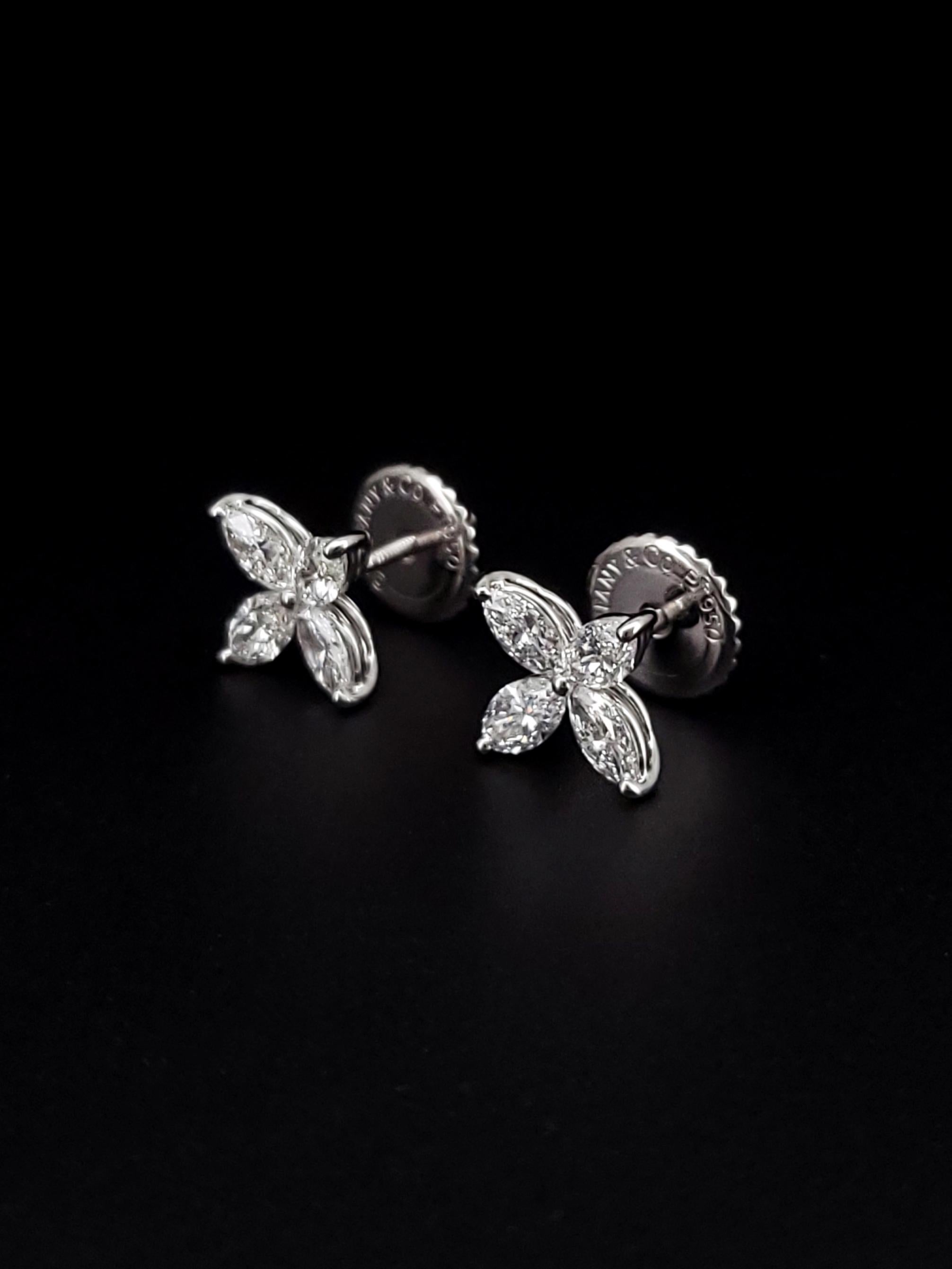 Marquise Cut Tiffany Victoria Diamond Earrings in PT950 Large