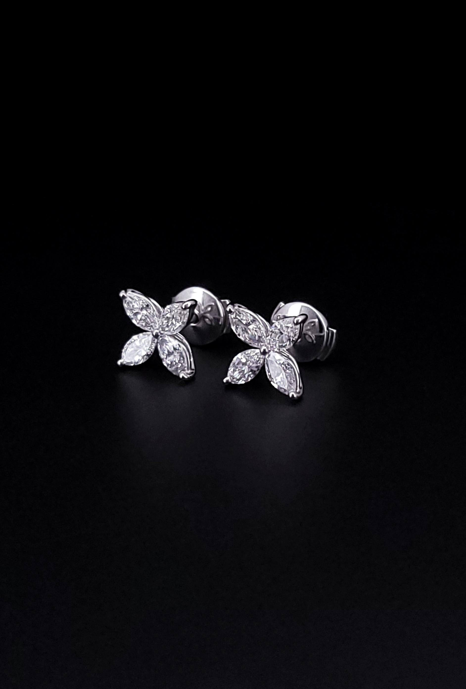 Taille Marquise Boucles d'oreilles Tiffany Victoria Diamant en PT950 Large en vente