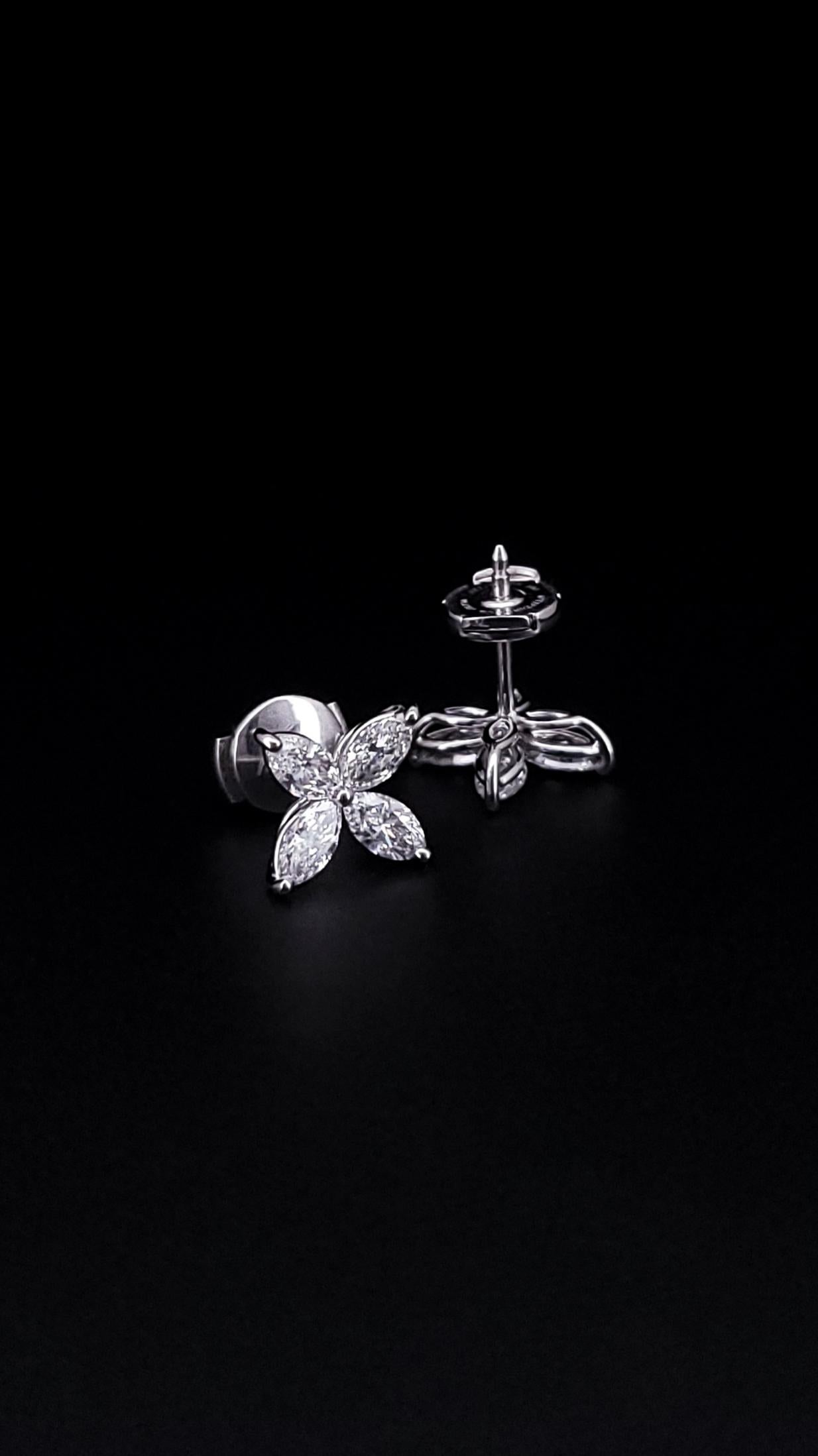 Boucles d'oreilles Tiffany Victoria Diamant en PT950 Large en vente 2