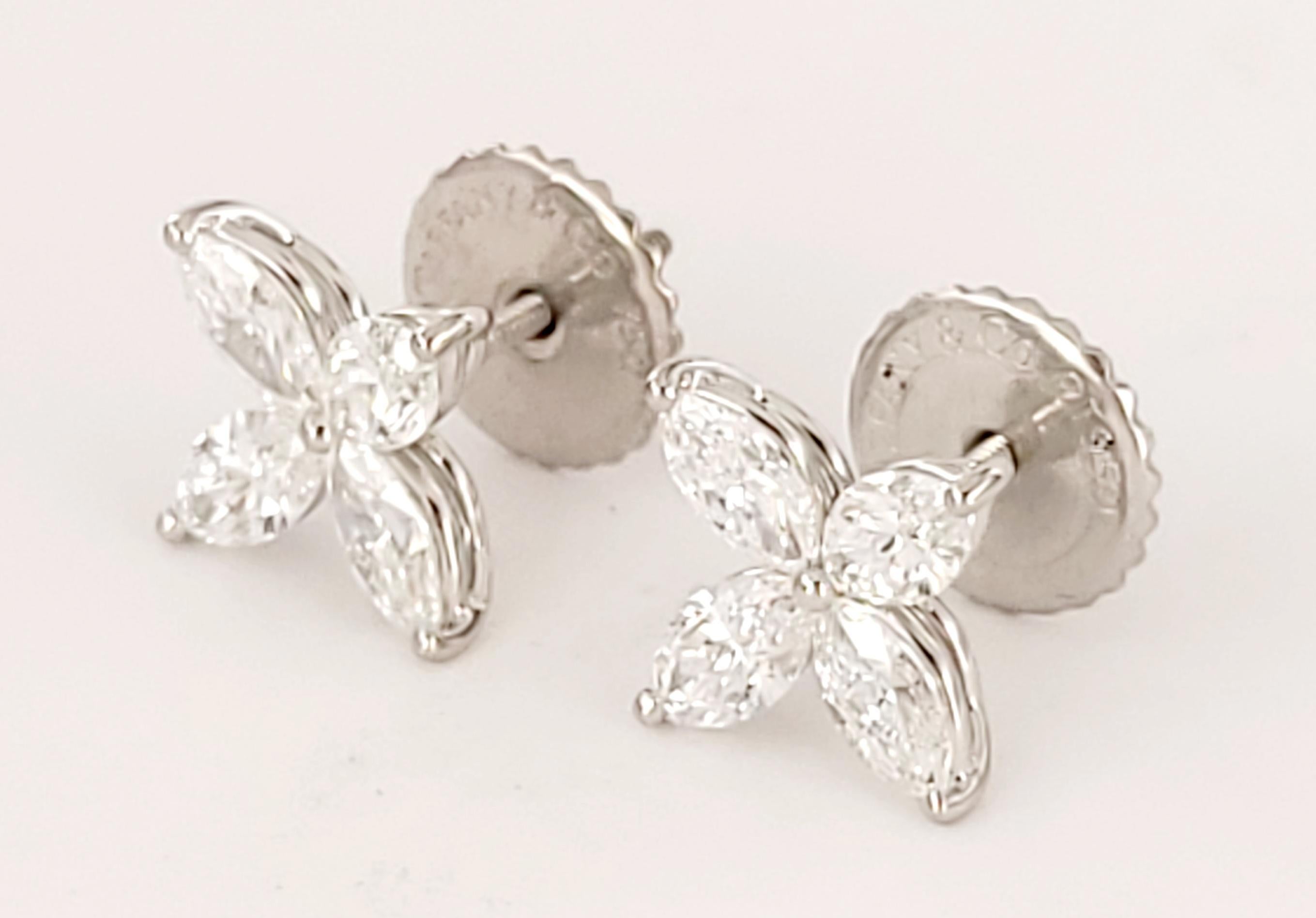 Marquise Cut Tiffany Victoria Diamond Earrings in PT950 Medium
