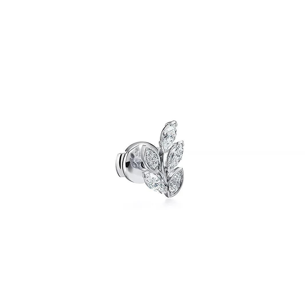 Beautiful pair of earrings by famed designer Tiffany & Co. The  pair is crafted in platinum and from the Victoria collection. The earrings known as the 
