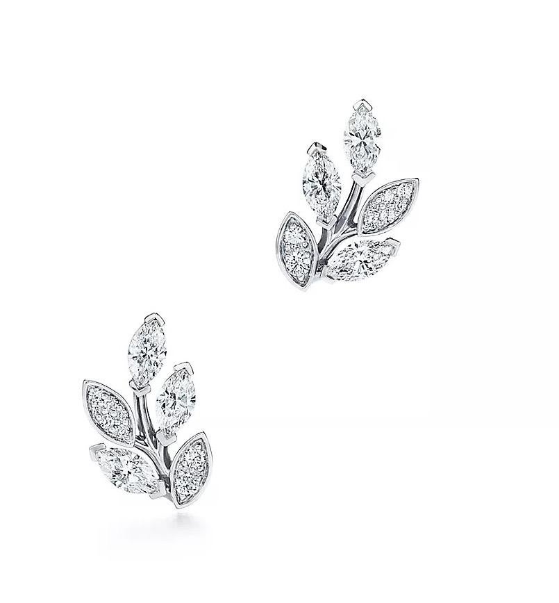 Tiffany & Co. Victoria Diamant-Ohrringe aus Platin mit Weinreben-Diamant, Größe Small 0,64 Karat. (Marquiseschliff) im Angebot