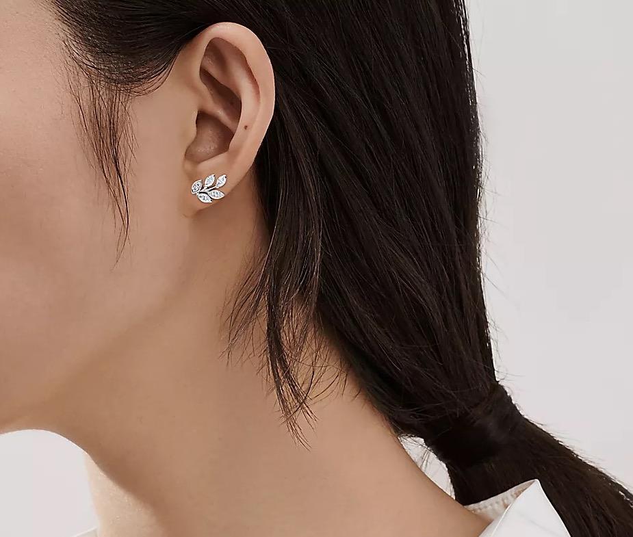 Tiffany & Co. Victoria Diamant-Ohrringe aus Platin mit Weinreben-Diamant, Größe Small 0,64 Karat. im Angebot 1