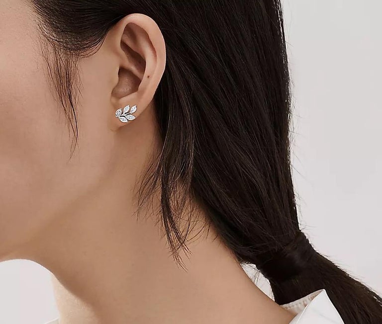 Tiffany and Co. Victoria Diamond Vine Earrings in Platinum Size