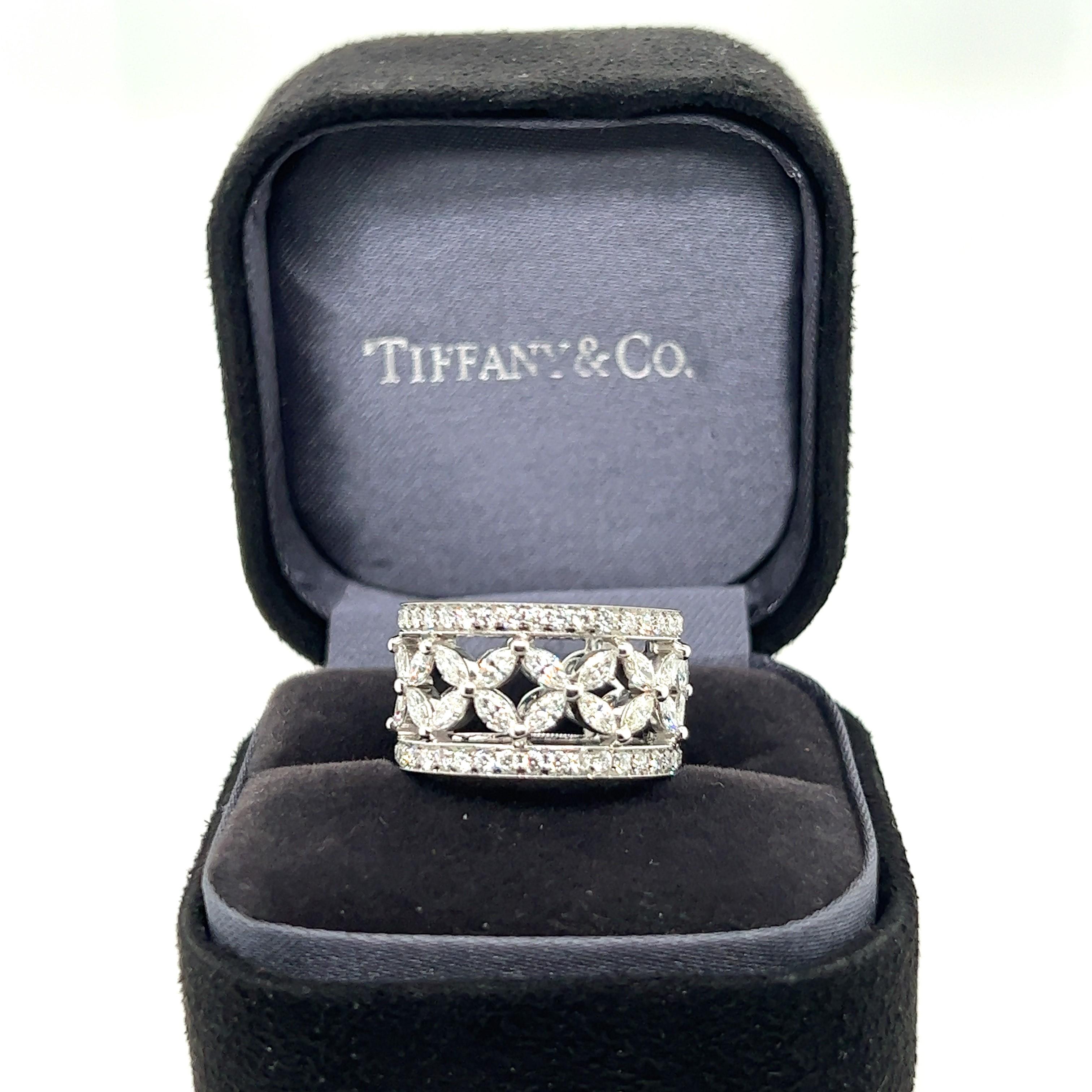 Marquise Cut Tiffany & Co. Victoria Platinum and Diamond Band Ring New with Box