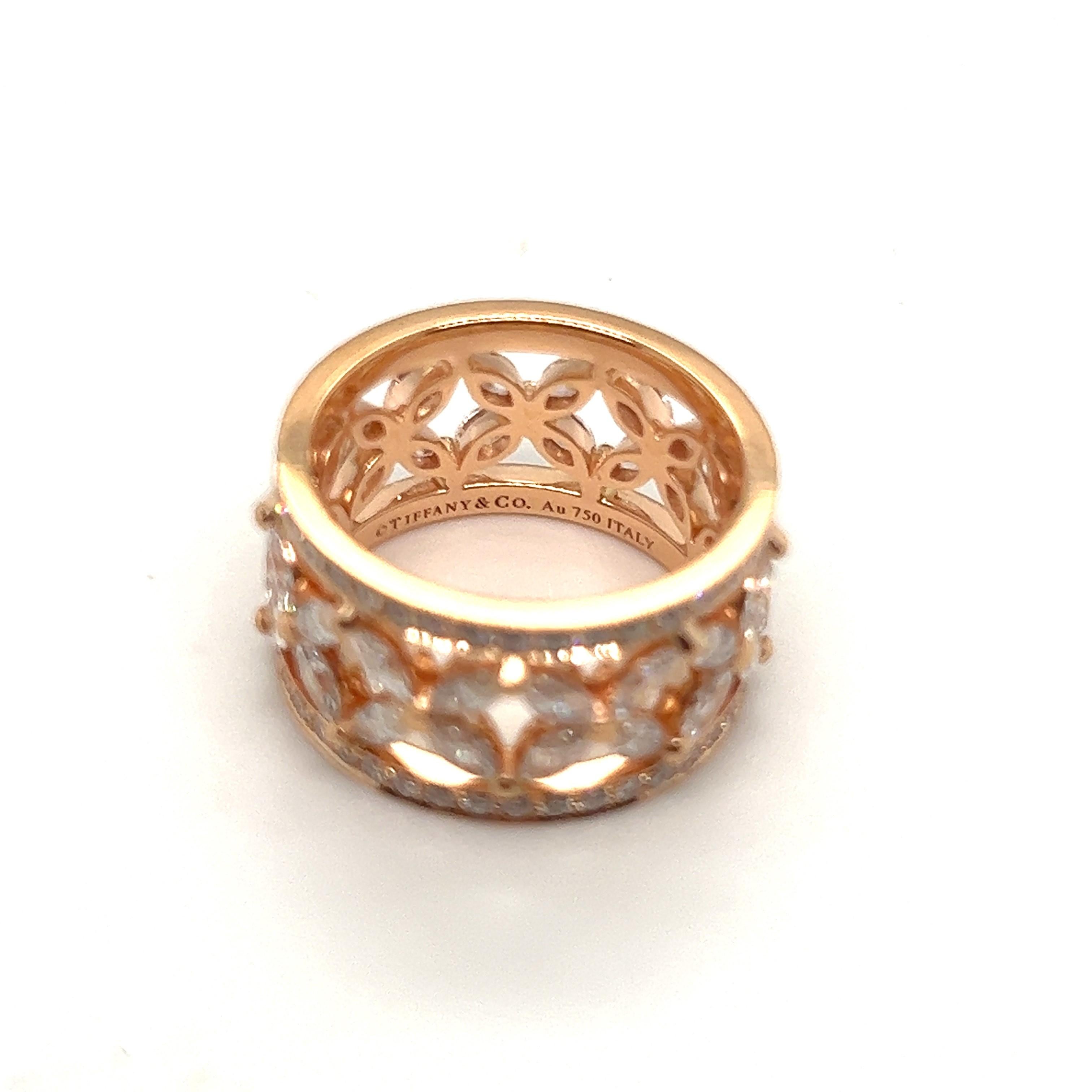 Taille Marquise Tiffany & Co. Bague victorienne en or rose et diamants, neuve dans sa boîte en vente