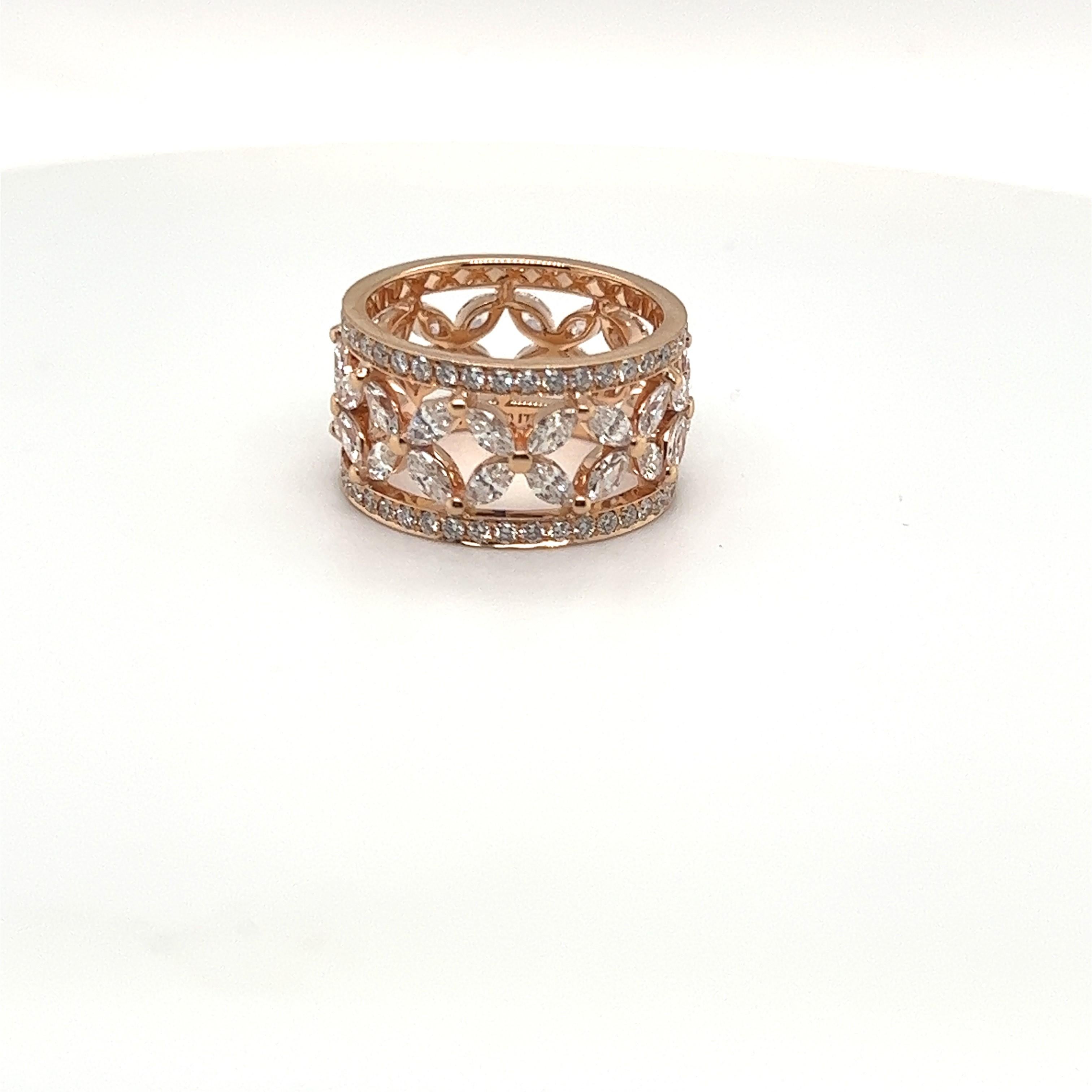 Tiffany & Co. Victoria Rose Gold Diamond Band Ring New with Box In New Condition For Sale In New York, NY