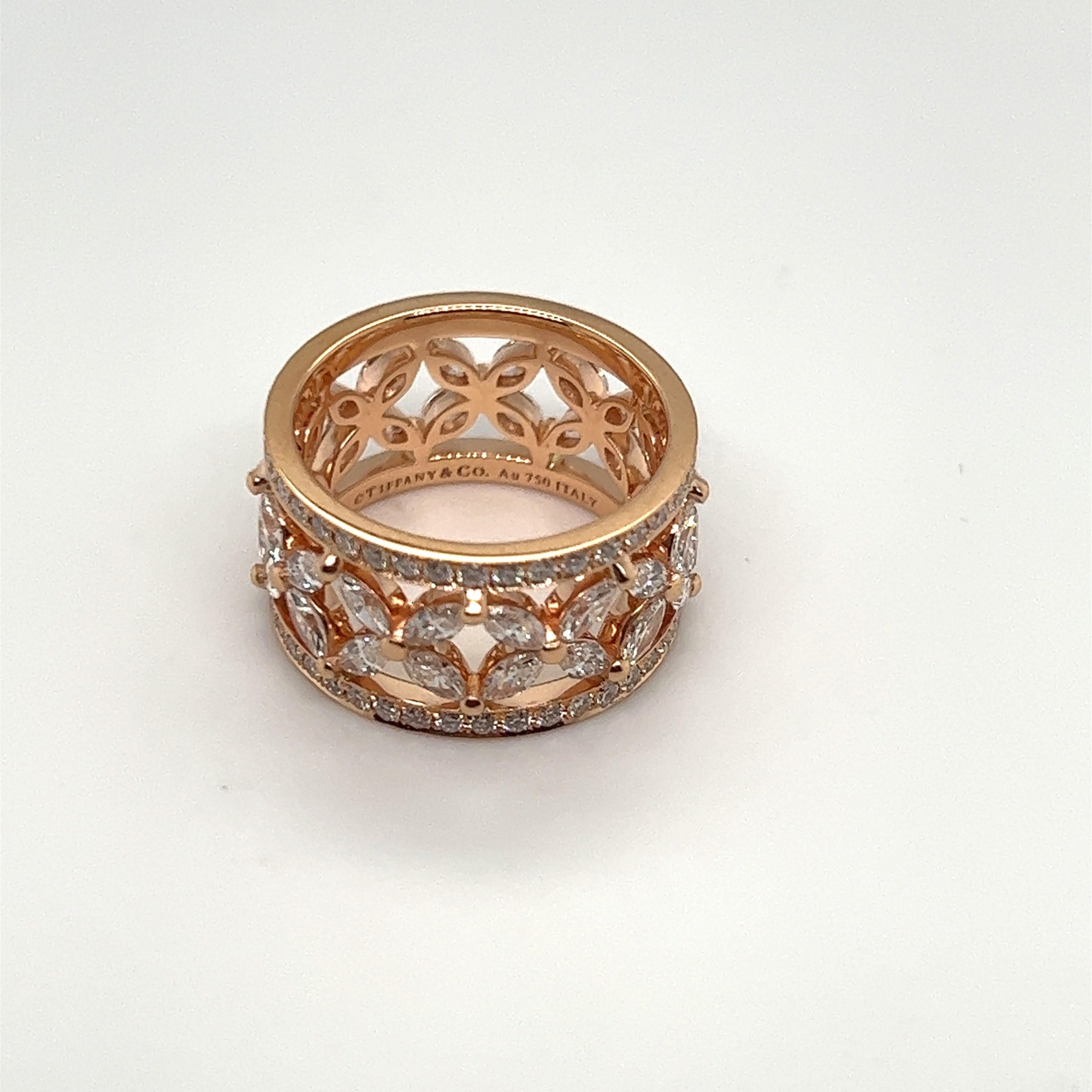 Tiffany & Co. Victoria Rose Gold Diamond Band Ring New with Box For Sale 1