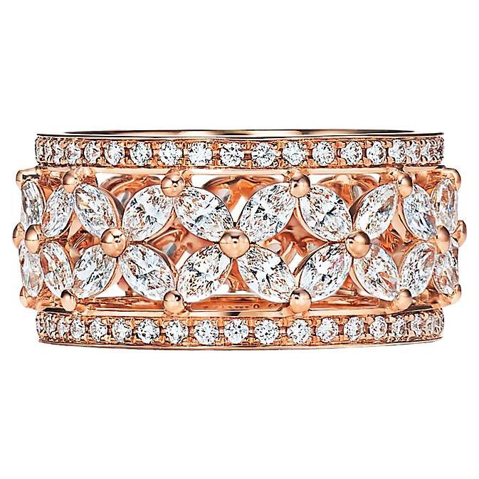 Tiffany & Co. Victoria Rose Gold Diamond Band Ring New with Box For Sale