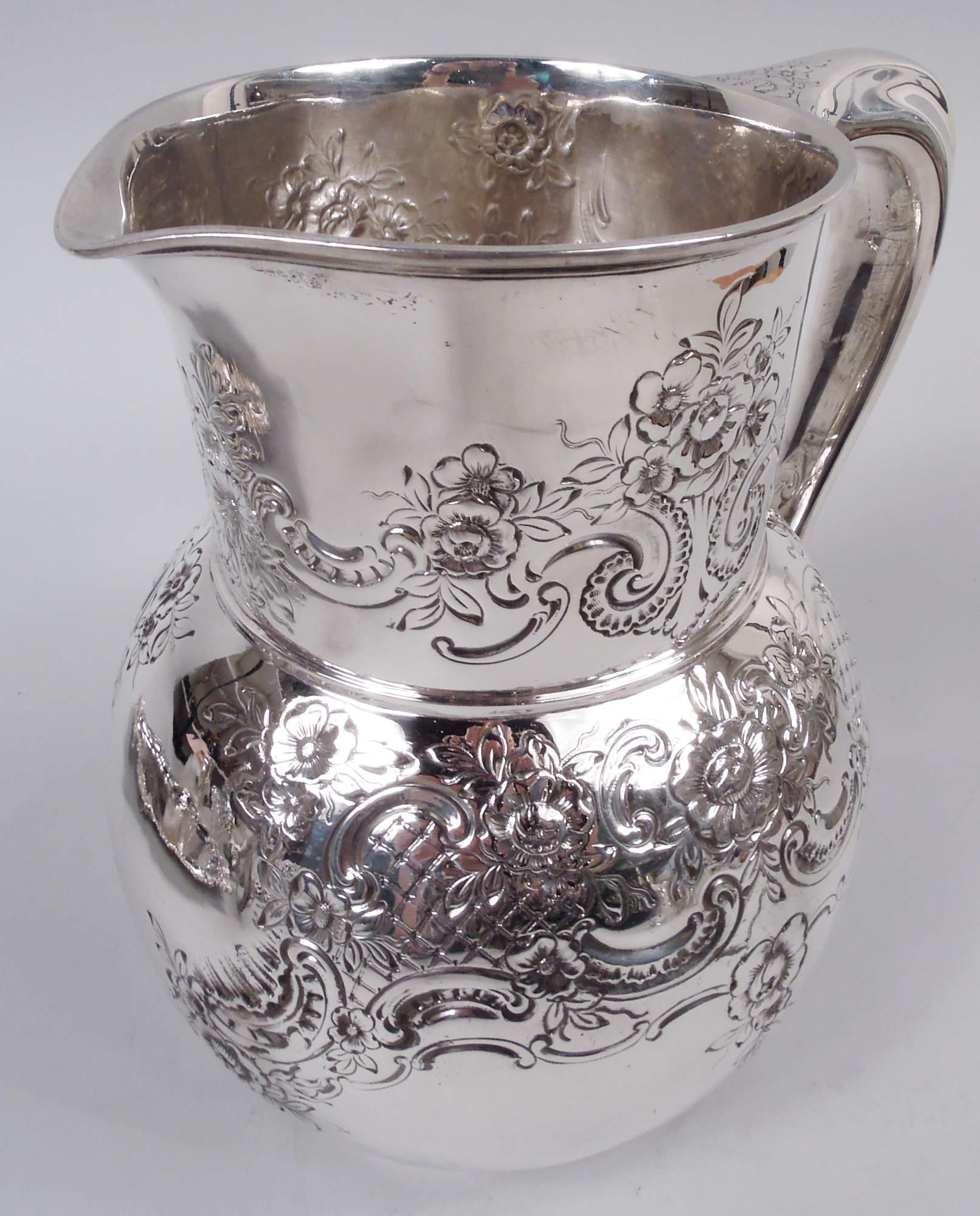American Tiffany Victorian Classical Sterling Silver Water Pitcher
