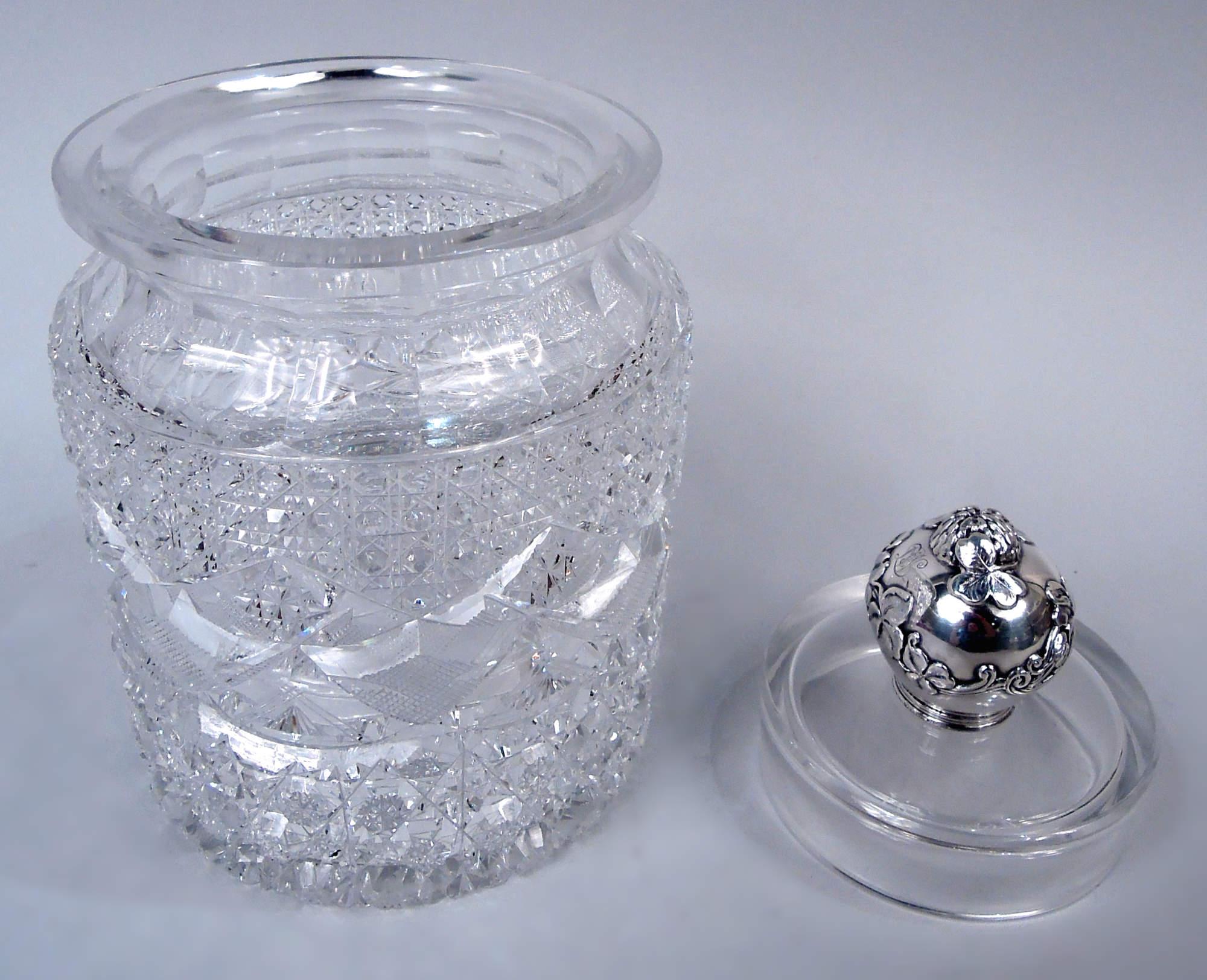 Tiffany viktorianischen Sterling Silber & Brilliant-Schliff Glas Candy Jar (Viktorianisch) im Angebot