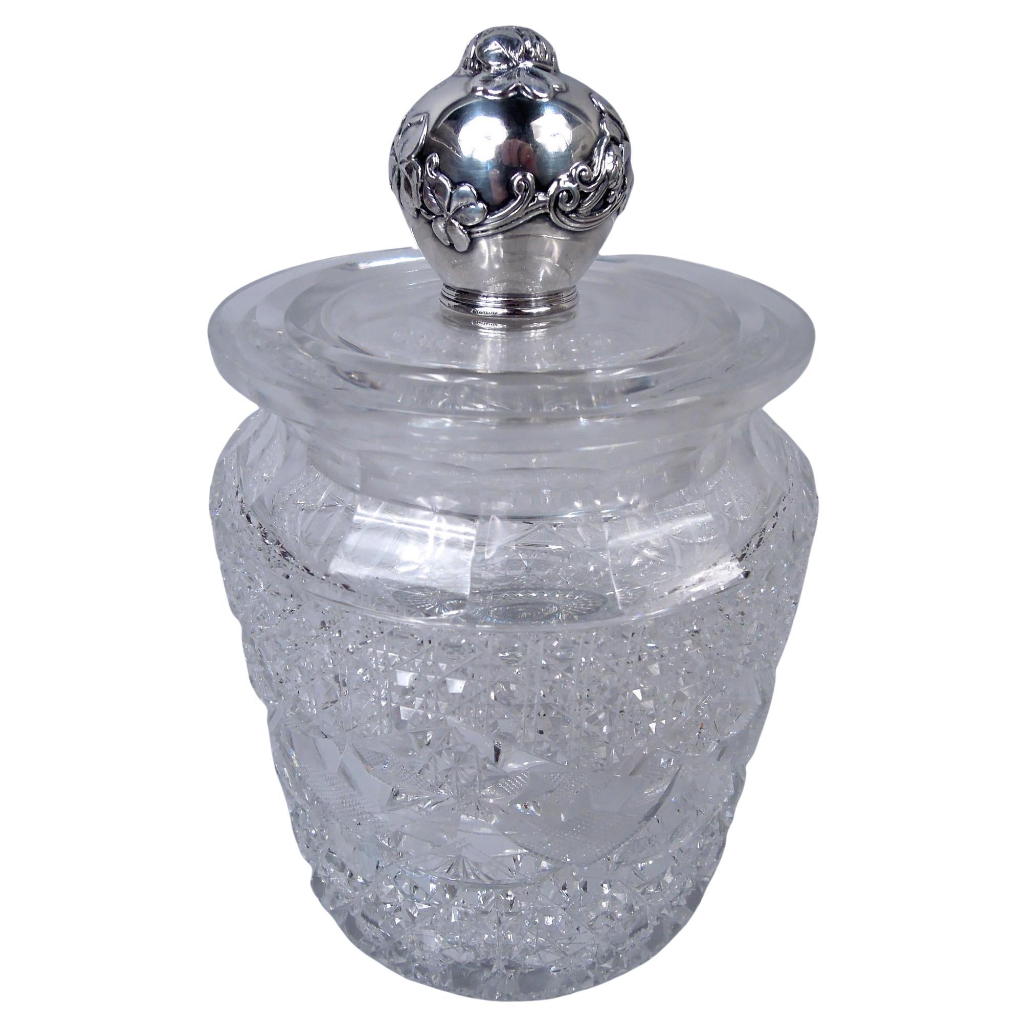 Tiffany viktorianischen Sterling Silber & Brilliant-Schliff Glas Candy Jar im Angebot