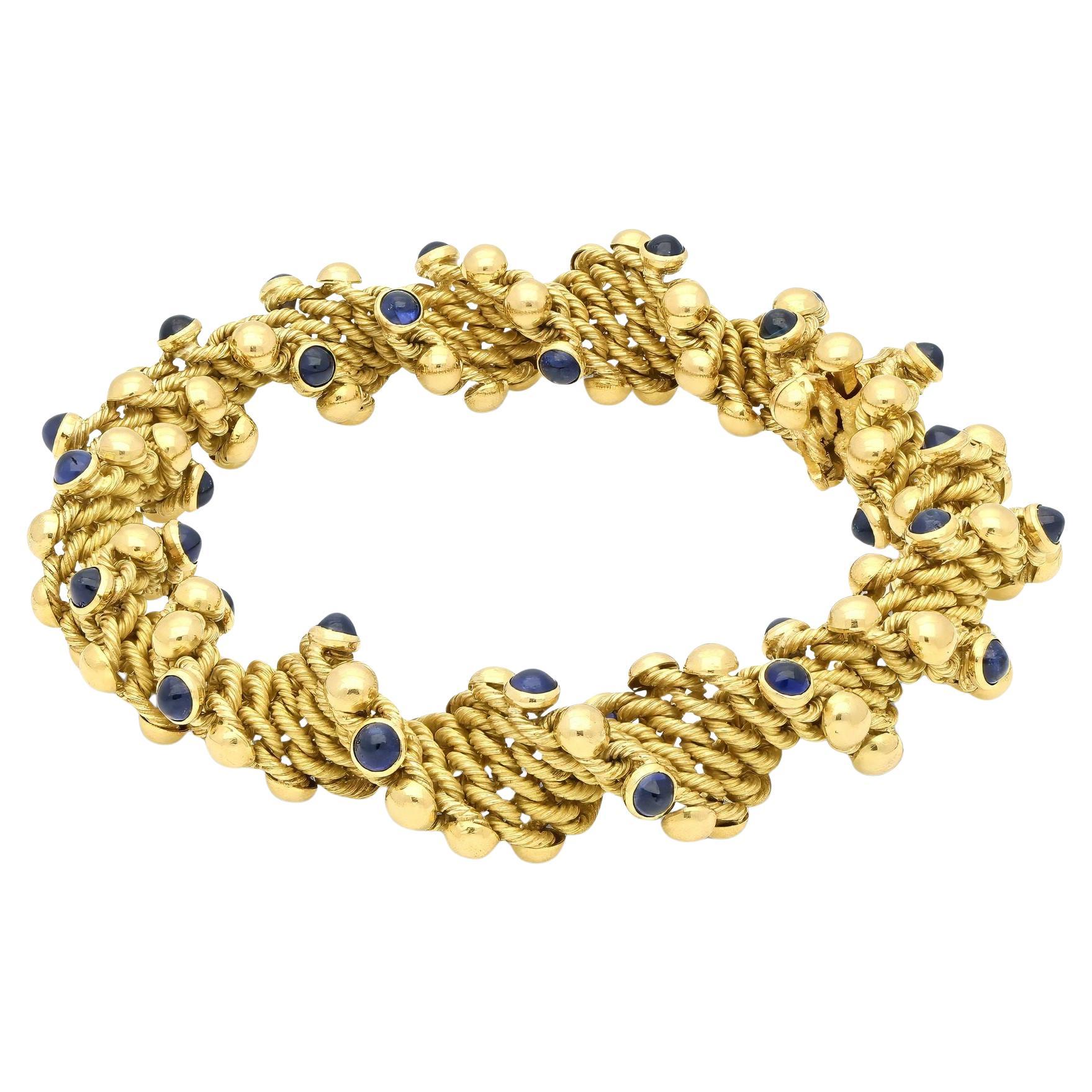Tiffany Vintage 18ct Yellow Gold & Sapphire Helix Bracelet circa 1970