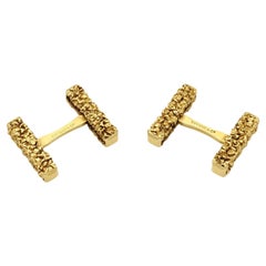 Tiffany Vintage Carved 18ct Yellow Gold Baton Cufflinks circa 1960