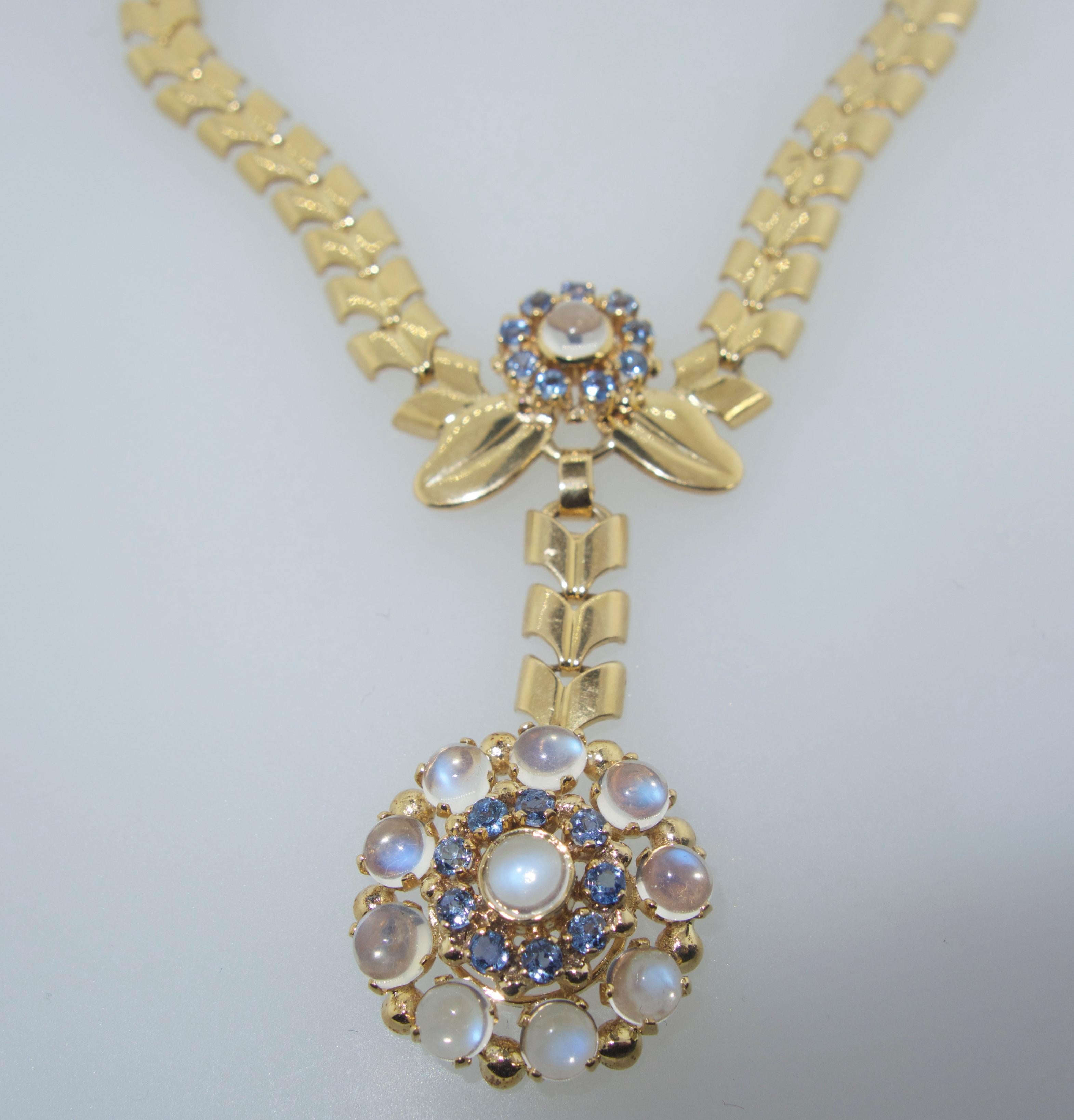 Retro Tiffany & Co. Vintage Moonstone and Sapphire Necklace