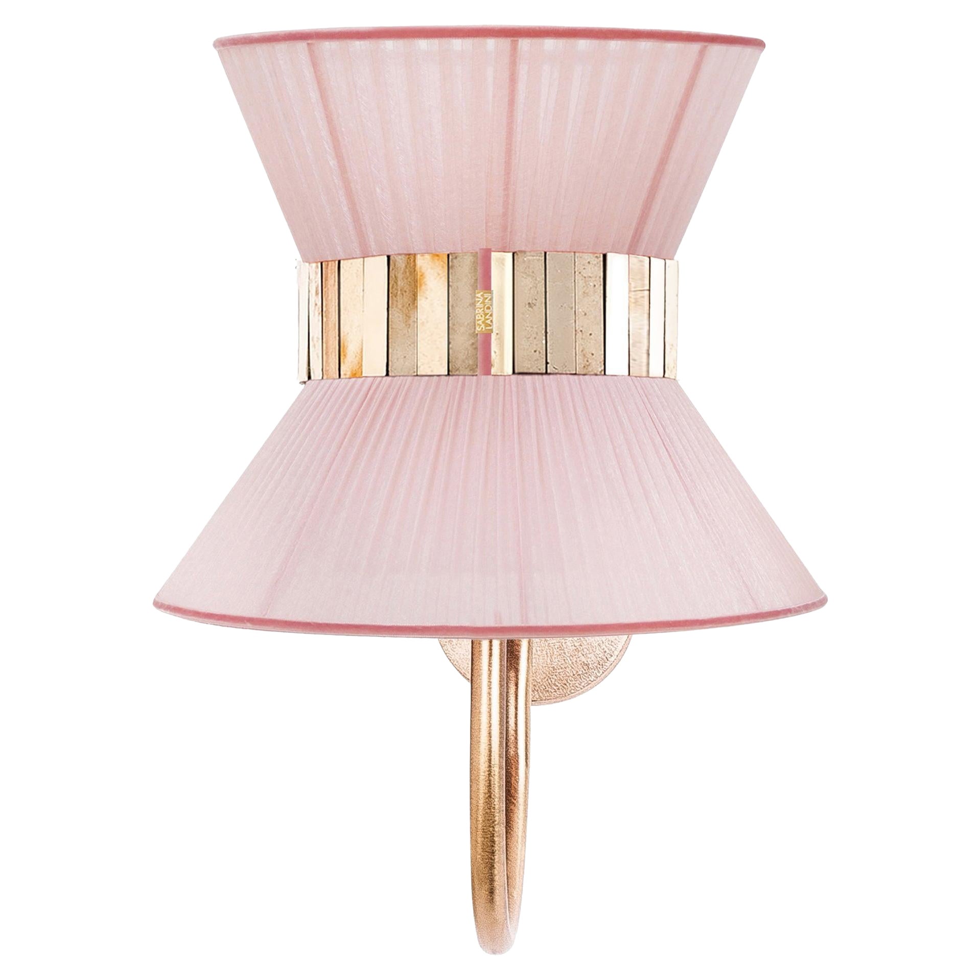 Supporto da parete "Tiffany" 23 Blush Silk, ottone anticato, vetro argentato