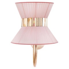 “Tiffany” Wall Bracket 23 Blush Silk, Antiqued Brass, Silvered Glass