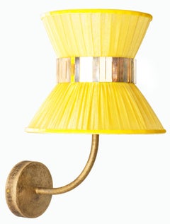 “Tiffany” Wall Bracket 23 Lemon Silk, Antiqued Brass, Silvered Glass