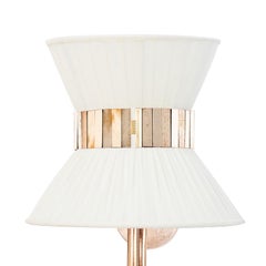 Ménsula de pared "Tiffany" 23 Seda crema mate, latón envejecido, cristal plateado