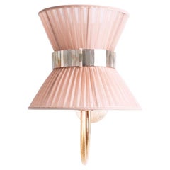 “Tiffany” Wall Bracket 23 Powder Silk, Antiqued Brass, Silvered Glass