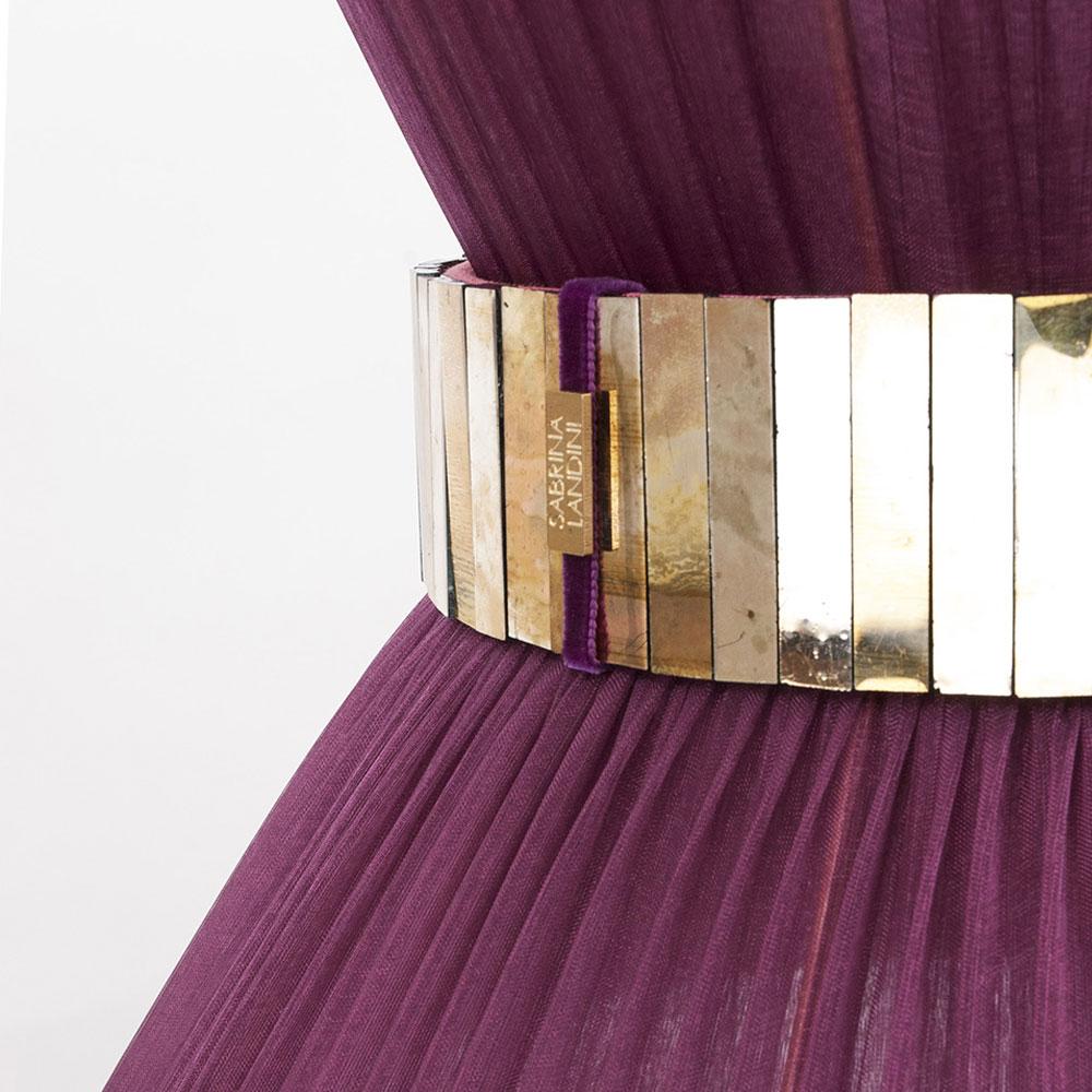 Modern “Tiffany” Wall Bracket 23 Purple Silk, Antiqued Brass, Silvered Glass For Sale