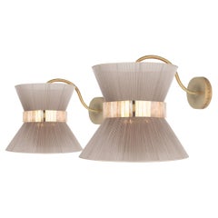 Staffa da parete "Tiffany" 30 Seta champagne, ottone anticato, vetro argentato