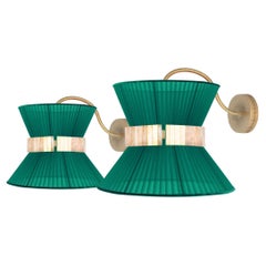 Supporto da parete "Tiffany" 30 Seta smeraldo, ottone anticato, vetro argentato
