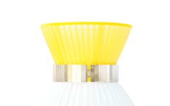 “Tiffany” Wall Bracket 30 Lemon-White Silk, Antiqued Brass, Silvered Glass