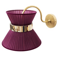 Tiffany Wall Bracket 30 Purple Silk, Antiqued Brass, Silvered Glass