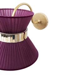 Tiffany Wandhalterung 30 Lila Seide, Messing antikisiert, versilbertes Glas