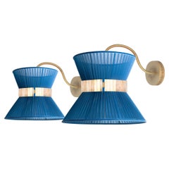 Supporto da parete "Tiffany" 30 Seta Zaffiro, Ottone anticato, Vetro argentato