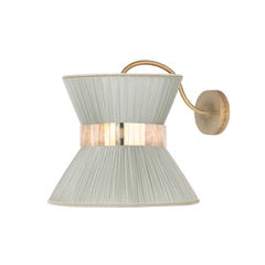 “Tiffany” Wall Bracket 30 Silver Silk, Antiqued Brass, Silvered Glass