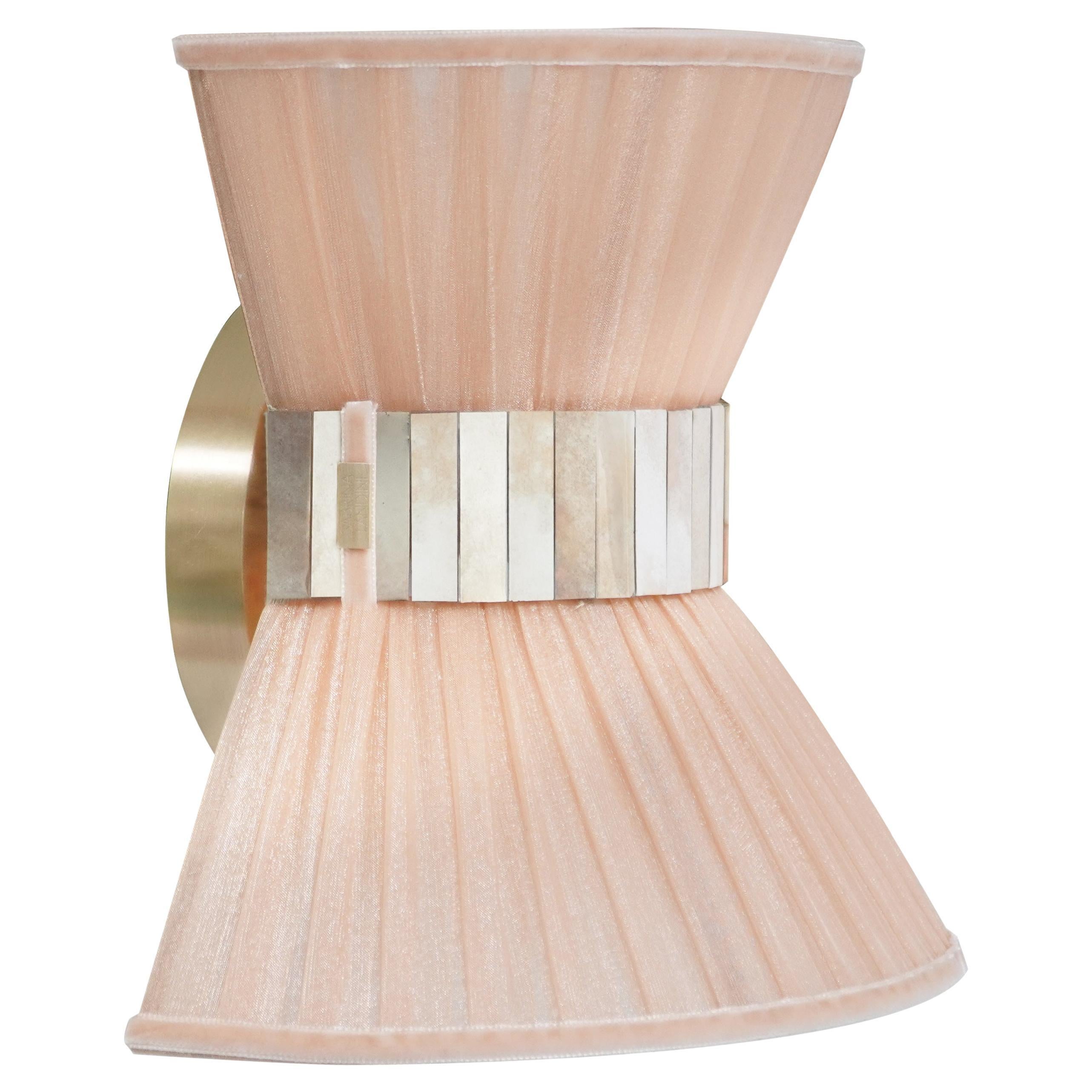 “Tiffany” Wall Lamp Bow Tie 25, Powder Silk, Satin Brass, Silvered Glass