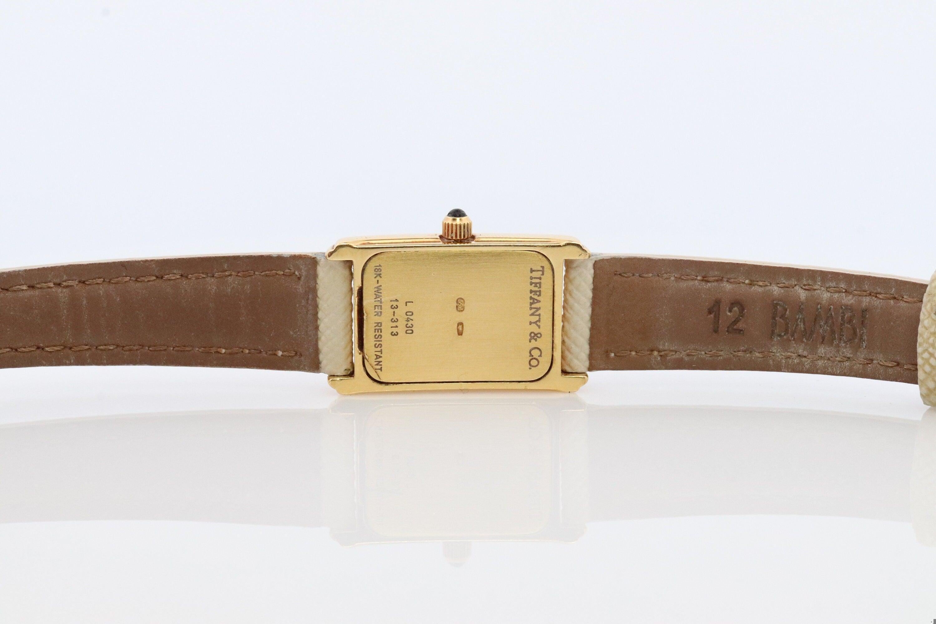 Tiffany Uhr. 18 Karat Gelbgold Tiffany & Co Tank-Uhr. Damen L 0430 750 Gold (Moderne)