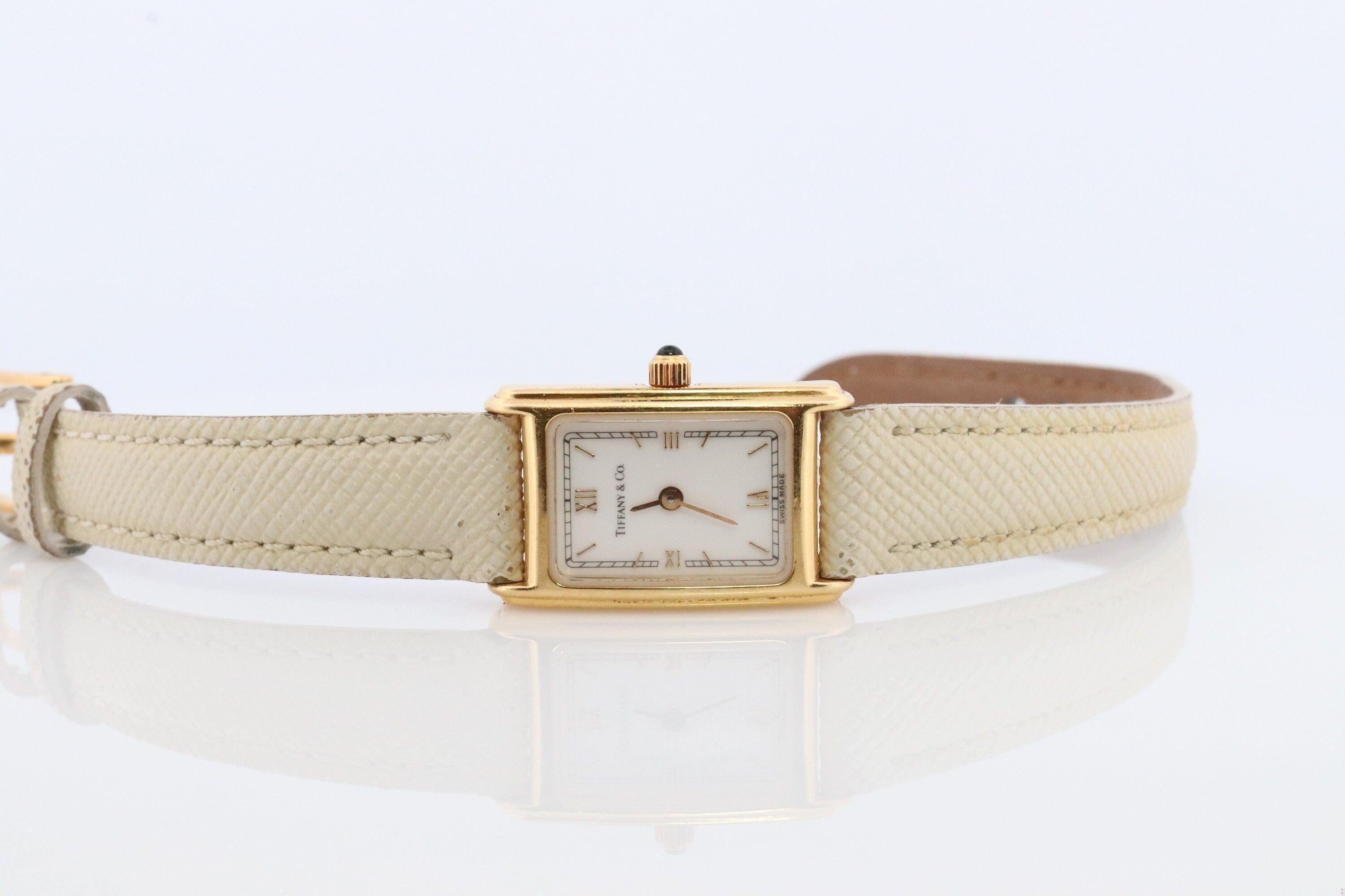 Tiffany Uhr. 18 Karat Gelbgold Tiffany & Co Tank-Uhr. Damen L 0430 750 Gold (Cabochon)