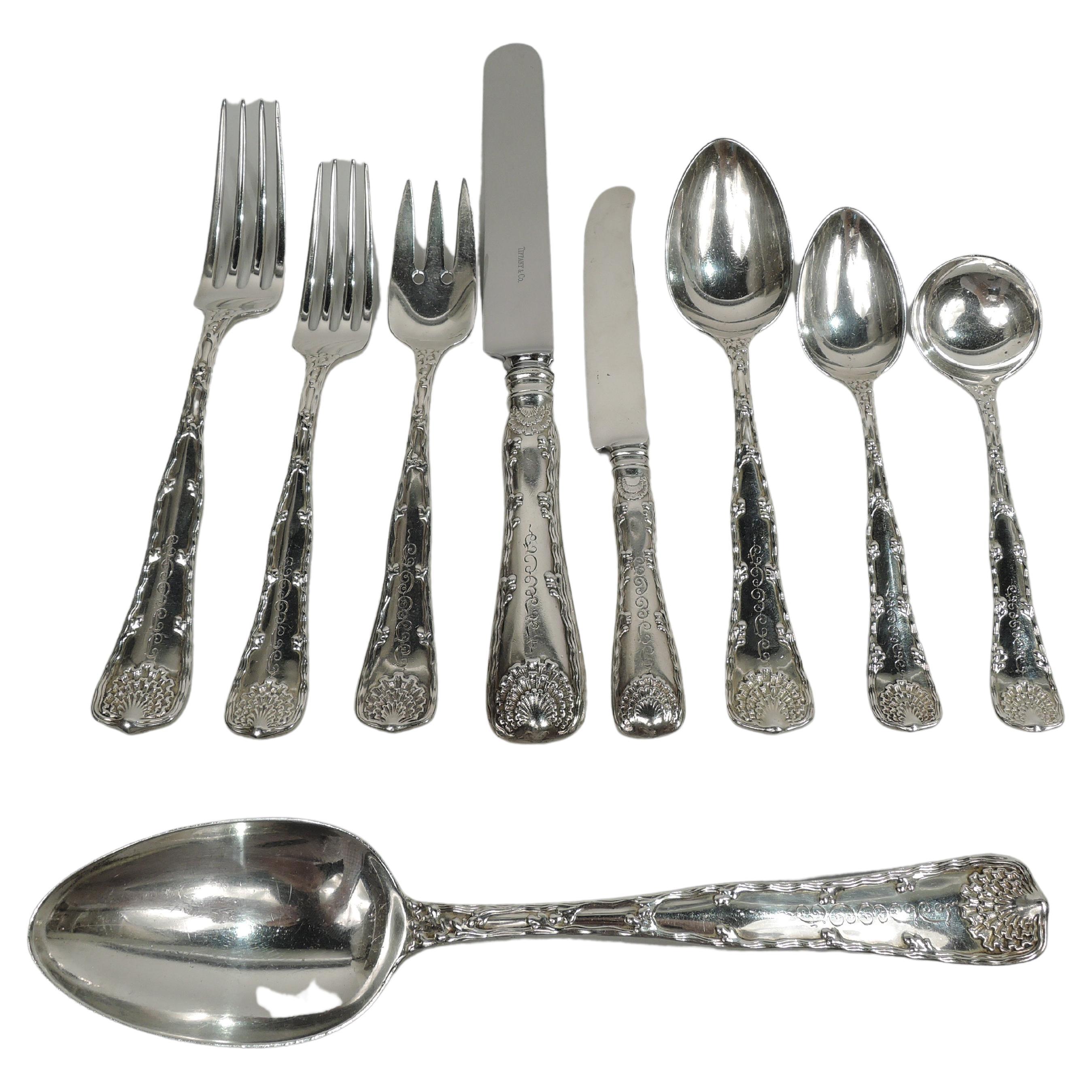 Tiffany Wave Edge Sterling Silver Dinner Set with 91 Pieces