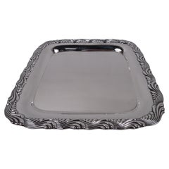 Tiffany Wave Edge Sterling Silver Footed Square Tray