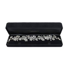 Tiffany Wide Floral Estate Platinum Round Marquise Diamond Bracelet 30.00 cttw 