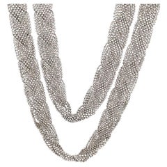 Tiffany & Co. Woven Diamond Cut White Gold Necklace