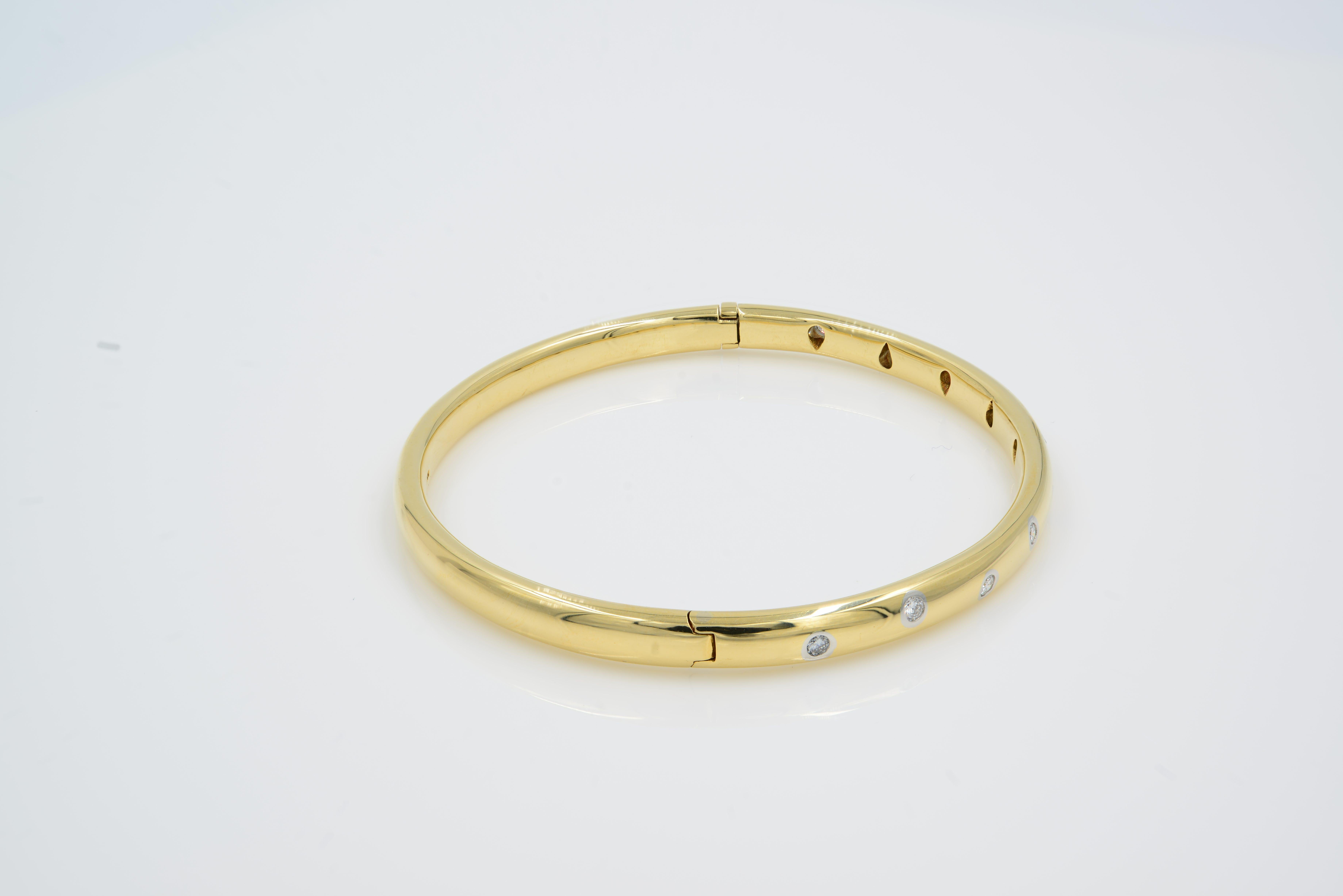 Tiffany & Co. Yellow Gold Diamond Bangle 0.21 Carat In Excellent Condition In New York, NY