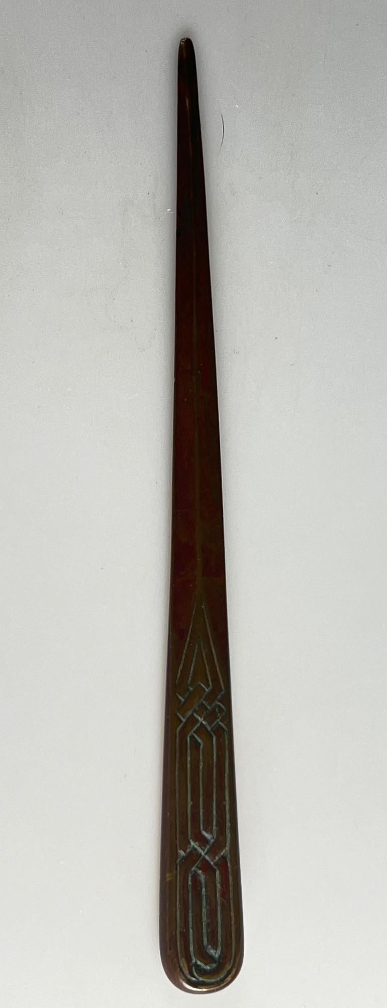American Tiffany Zodiac letter opener with fantastic patina # 1095 Arts and Crafts For Sale