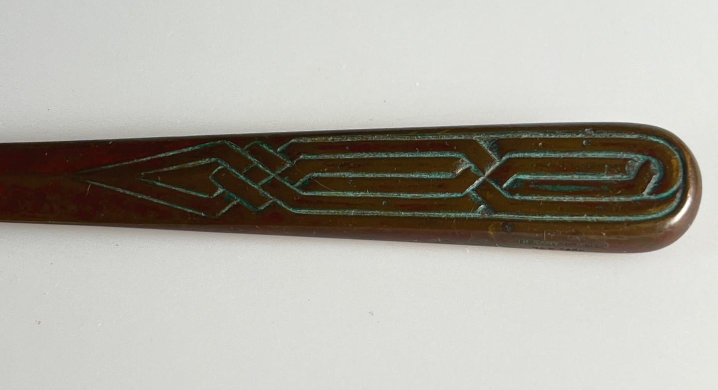 Bronze Tiffany Zodiac letter opener with fantastic patina # 1095 Arts and Crafts For Sale